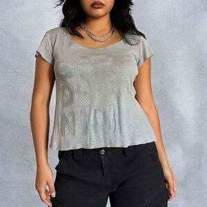 Vintage Y2K Gap Denim Loose Fit Crop Metallic Logo Short Sleeve Tee XL